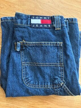 Vintage Tommy Hilfiger 100% Cotton Kids Dark Blue Denim Jean Shorts Boys 12